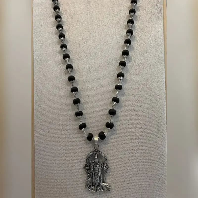 Karungali mala with Lord Murugan pendant